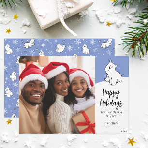Cute Polar Bear Fun Winter Scene Photo Flat Holiday Card