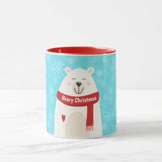 Cute Polar Bear Holiday Art Personal Mug Cup (Center)
