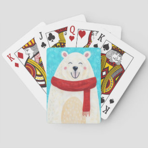 Cute Polar Bear Holiday Art Playing Cards