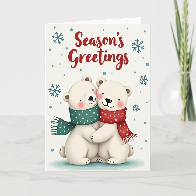 Cute Polar Bear Holiday Card (Front)