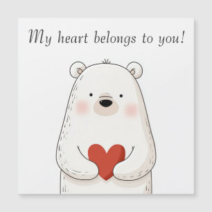 Cute Polar Bear Hugging a Red Heart - Love 