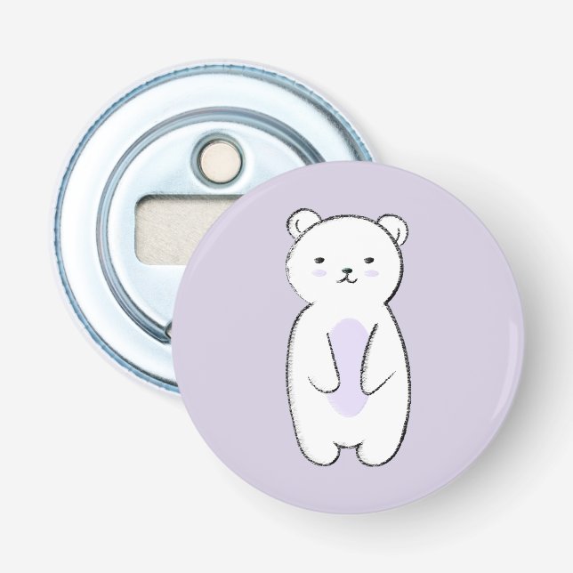 Cute Polar Bear Illustration Bottle Opener (Front)
