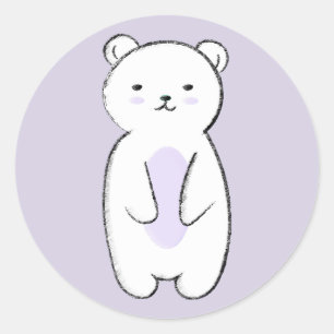 Cute Polar Bear Illustration Classic Round Sticker