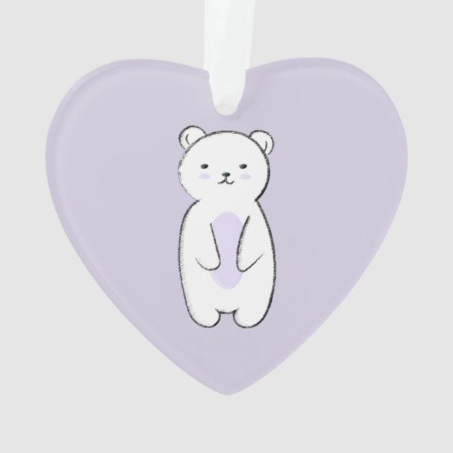 Cute Polar Bear Illustration Ornament (Back)