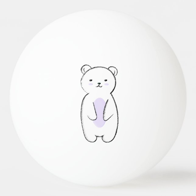 Cute Polar Bear Illustration Ping Pong Ball (Front)