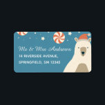 Cute Polar Bear in Santa Hat Custom Christmas  Label<br><div class="desc">Personalised Christmas address labels with a cute polar bear wearing a santa hat and space for your name and address.</div>