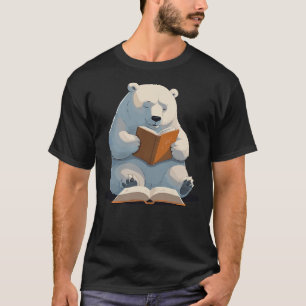Cute Polar Bear is reading a Book, Reading Polar B T-Shirt