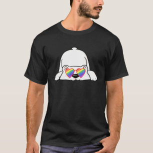 Cute Polar Bear  Lgbtq Stuff Rainbow Heart Sunglas T-Shirt