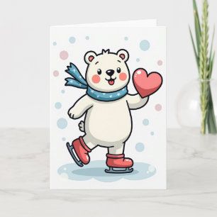 Cute Polar Bear Love Skating Card