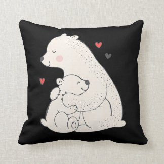 Cute Polar Bear Mama With Baby Cushion