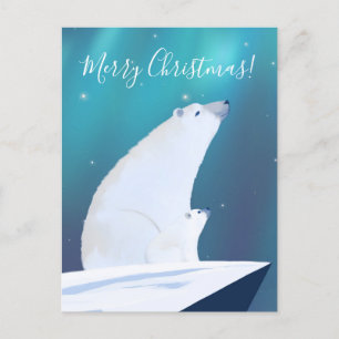 Cute Polar Bear Merry Christmas  Postcard