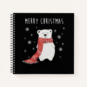 Cute Polar Bear Merry Christmas Xmas Notebook