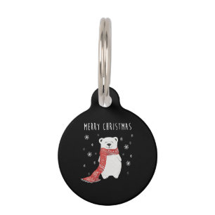 Cute Polar Bear Merry Christmas Xmas Pet Tag
