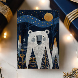 Cute Polar Bear Nordic Winter Merry Christmas Holiday Card