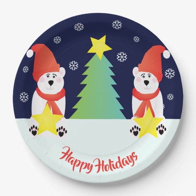 Cute Polar Bear Paper Plate (Front)