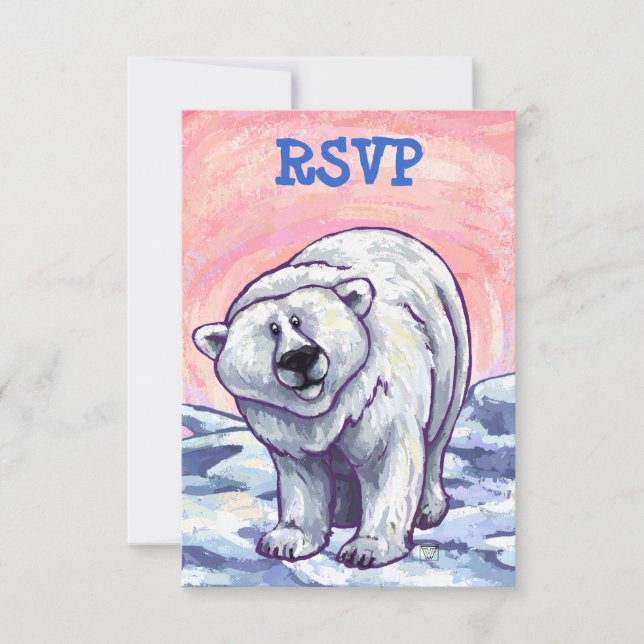 Cute Polar Bear Party Centre RSVP (Front)