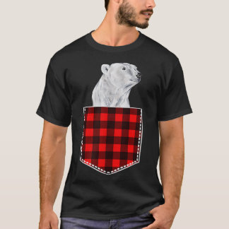 Cute Polar Bear Peeking Out Of Pocket  T-Shirt