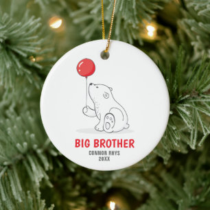 Cute Polar Bear Personalised Big Brother Promotion Ceramic Tree Decoration