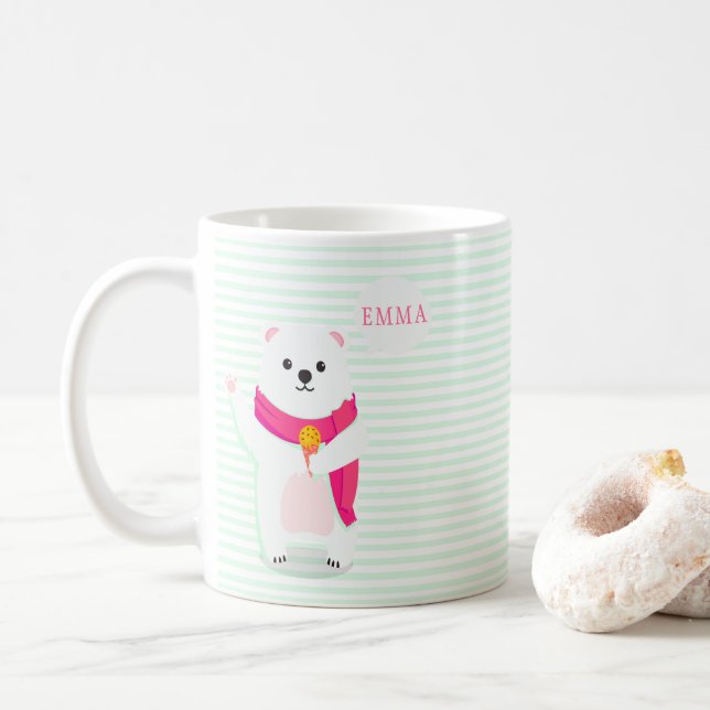Cute Polar Bear Personalised Mug (With Donut)