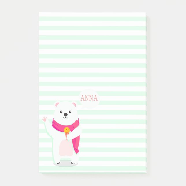 Cute Polar Bear | Personalised Post-it Notes (Front)
