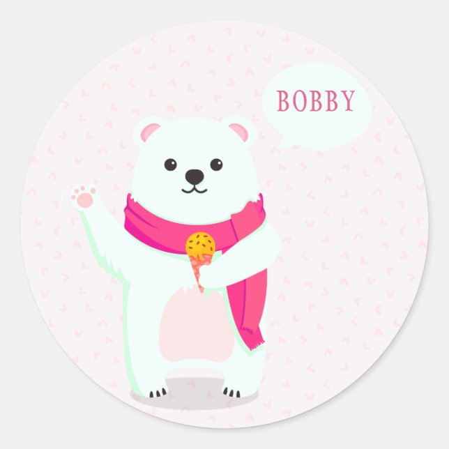 Cute Polar Bear Personalised Stickers (Front)