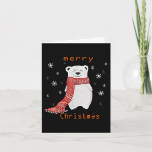 Cute Polar Bear Scarf Merry Christmas Xmas Holiday Card
