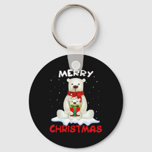 Cute Polar Bear Scarf Merry Christmas Xmas Holiday Key Ring