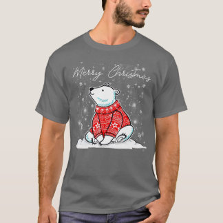 Cute Polar Bear Scarf Merry Christmas Xmas Holiday T-Shirt