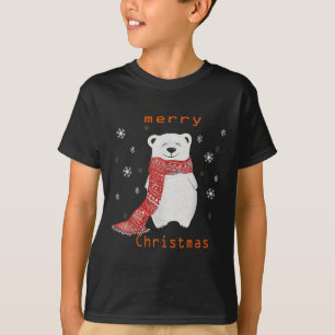 Cute Polar Bear Scarf Merry Christmas Xmas Holiday T-Shirt