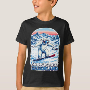 Cute Polar Bear Snowboarding In Greenland  T-Shirt