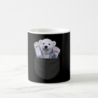 Cute Polar Bear Waving From Pocket Bear Lover Coffee Mug