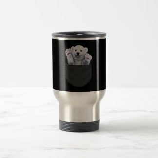 Cute Polar Bear Waving From Pocket Bear Lover Travel Mug