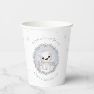 Cute Polar Bear White Winter Boy Baby Shower Paper Cups