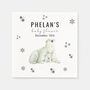 Cute Polar Bear Winter Baby Shower Napkin
