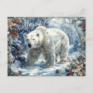 Cute Polar Bear Winter Christmas Holiday Postcard