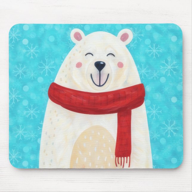 Cute Polar Bear Winter Mousepad (Front)