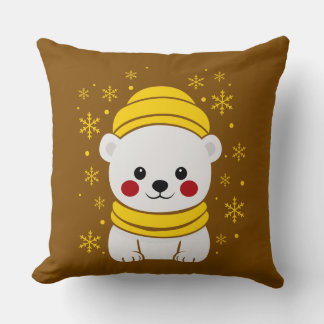 Cute Polar Bear Winter Throw Pillow