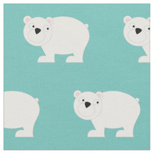 Cute Polar Bears Baby Nursery Decor Teal Fabric
