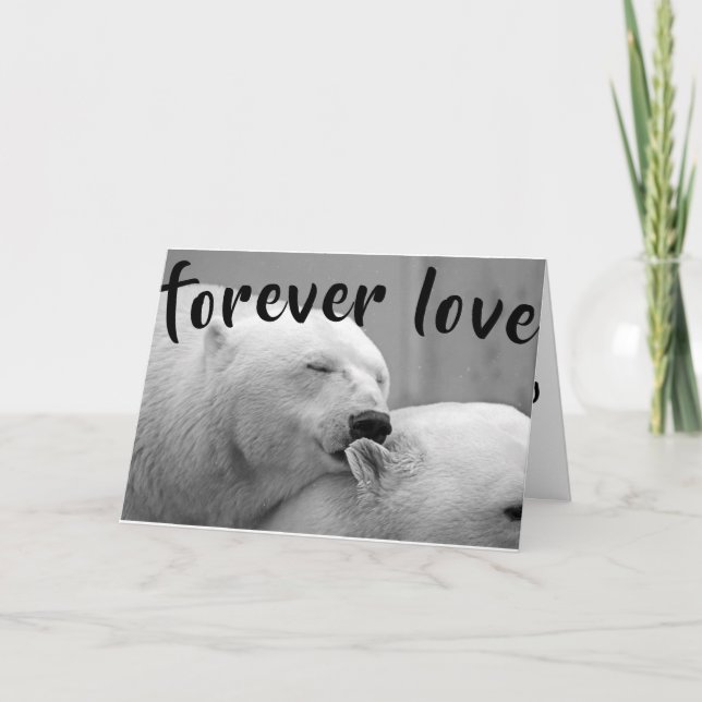 Cute Polar Bears Black White Valentine's Day Holiday Card (Front)