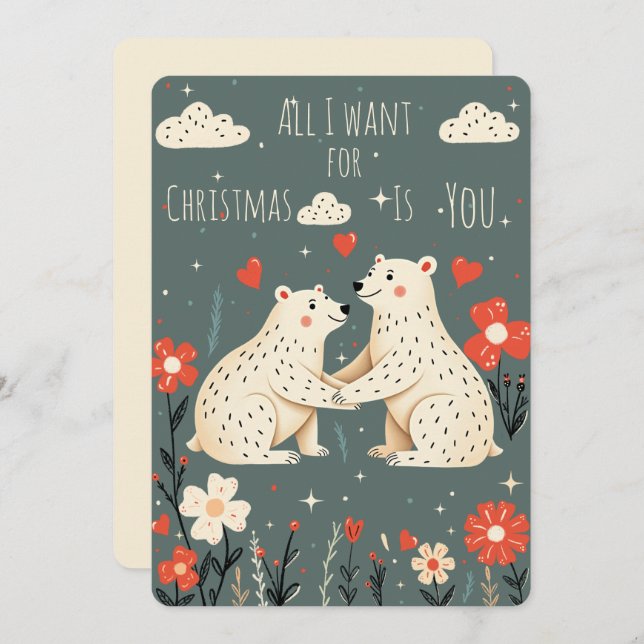 Cute Polar Bears Christmas Card (Front/Back)