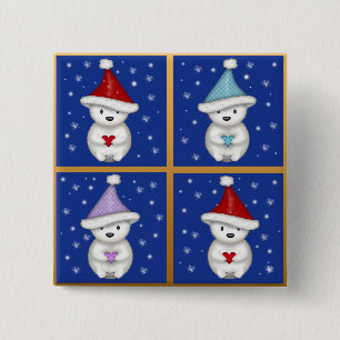 Cute Polar Bears Design 15 Cm Square Badge