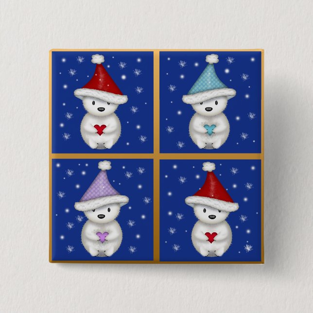 Cute Polar Bears Design 15 Cm Square Badge (Front)