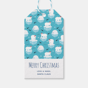 Cute Polar bears in Santa Hats Christmas Pattern Gift Tags