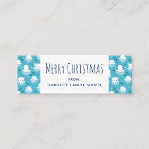 Cute Polar bears in Santa Hats Christmas Pattern Mini Business Card