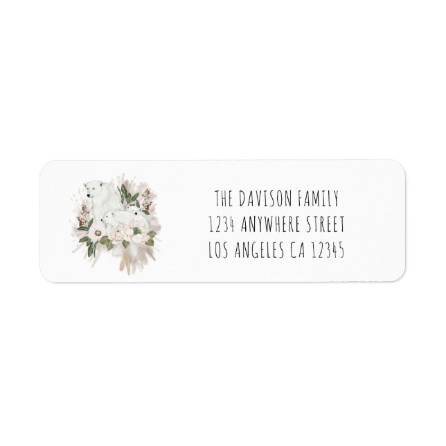 Cute Polar Bears Return Name Address (Front)