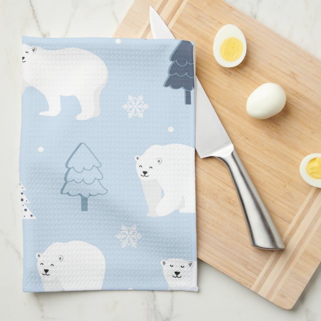 Cute Polar Bears Tea Towel (Quarter Fold)