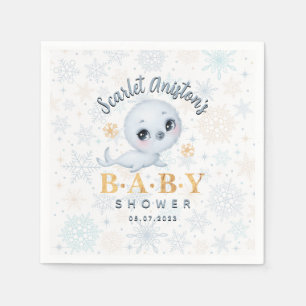Cute Polar Seal Arctic Baby Shower Napkin