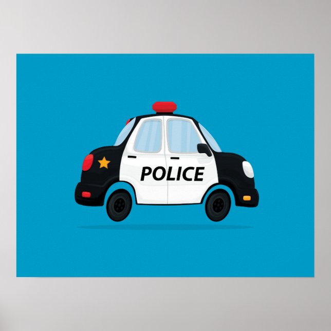 Cute Police Car Art Poster (Front)