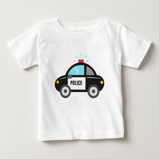 Cute Police Car with Siren Baby T-Shirt (Front)