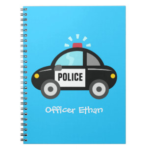 Cute Police Car with Siren For Kids Spiral Notebook